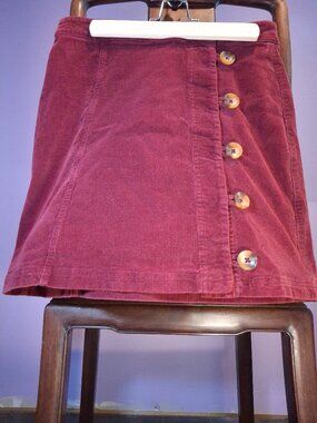 Peach Love California Corduroy Mini Skirt - Large - Burgandy